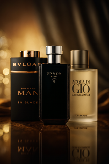 Set de 3 parfumuri: Bvlgari In Black, Giorgio Armani Acqua Di Gio, L'Homme Prada Intense 100ml
