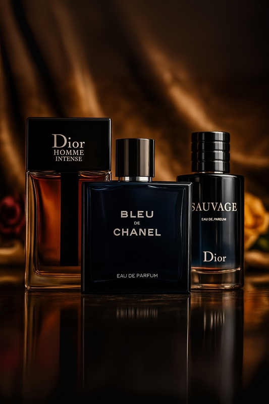 Set de 3 parfumuri: Sauvage Dior, Bleu de Chanel, Dior Homme Intense 100 ml